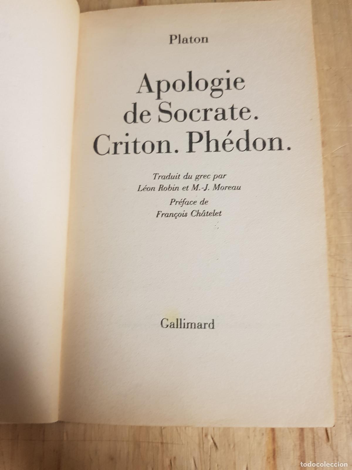 Libros antiguos: Apologie de socrate. Criton. Ph&eacute;don - Platon - Foto 3