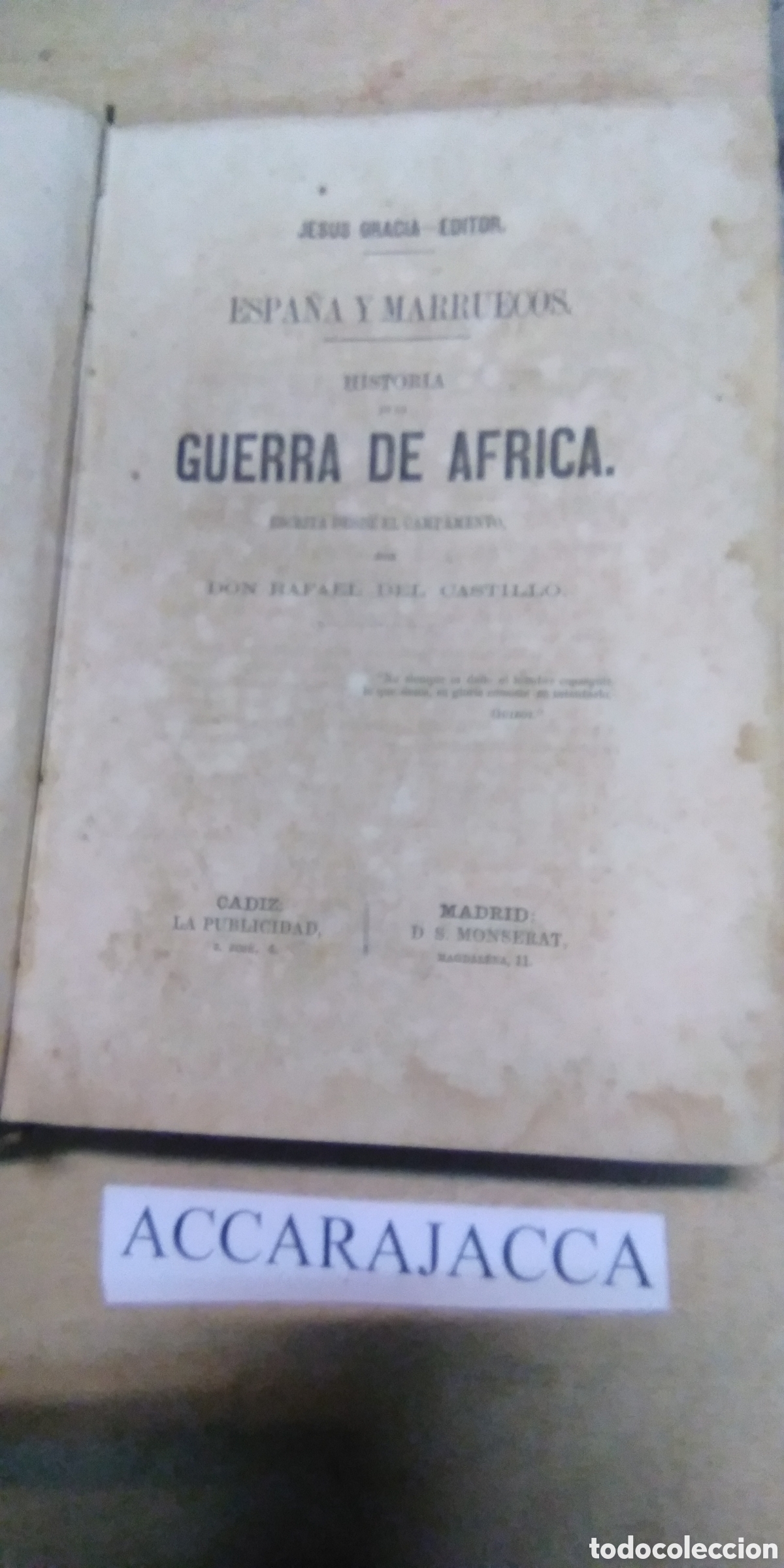 Libros antiguos: Guerra de &Aacute;frica. Rafael del Castillo - Foto 4