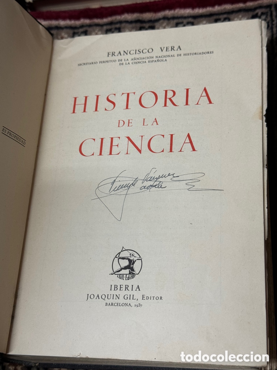Libros antiguos: Historia de la ciencia Francisco Vera Joaqu&iacute;n Gil - Foto 2