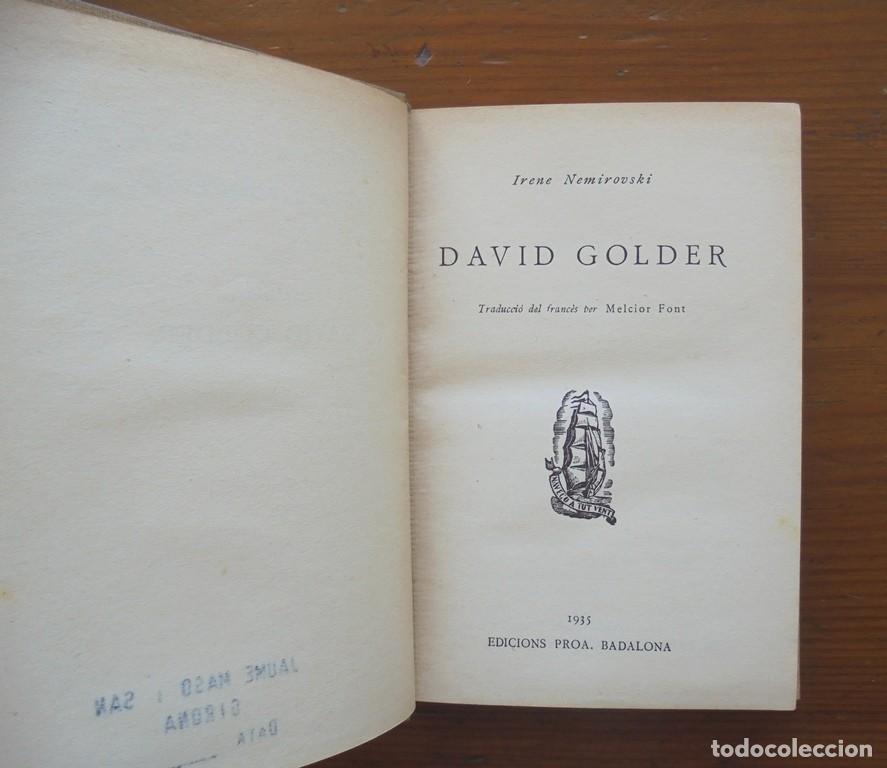 Libros antiguos: David Golder Irene Nemirovski 1935 1a ed. Biblioteca A tot vent, 79, Proa - Foto 3