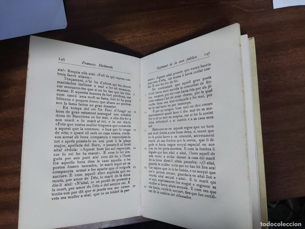 Libros antiguos: Reglament de la cosa P&uacute;blica, 1927, Francesc Eiximenis - Foto 3