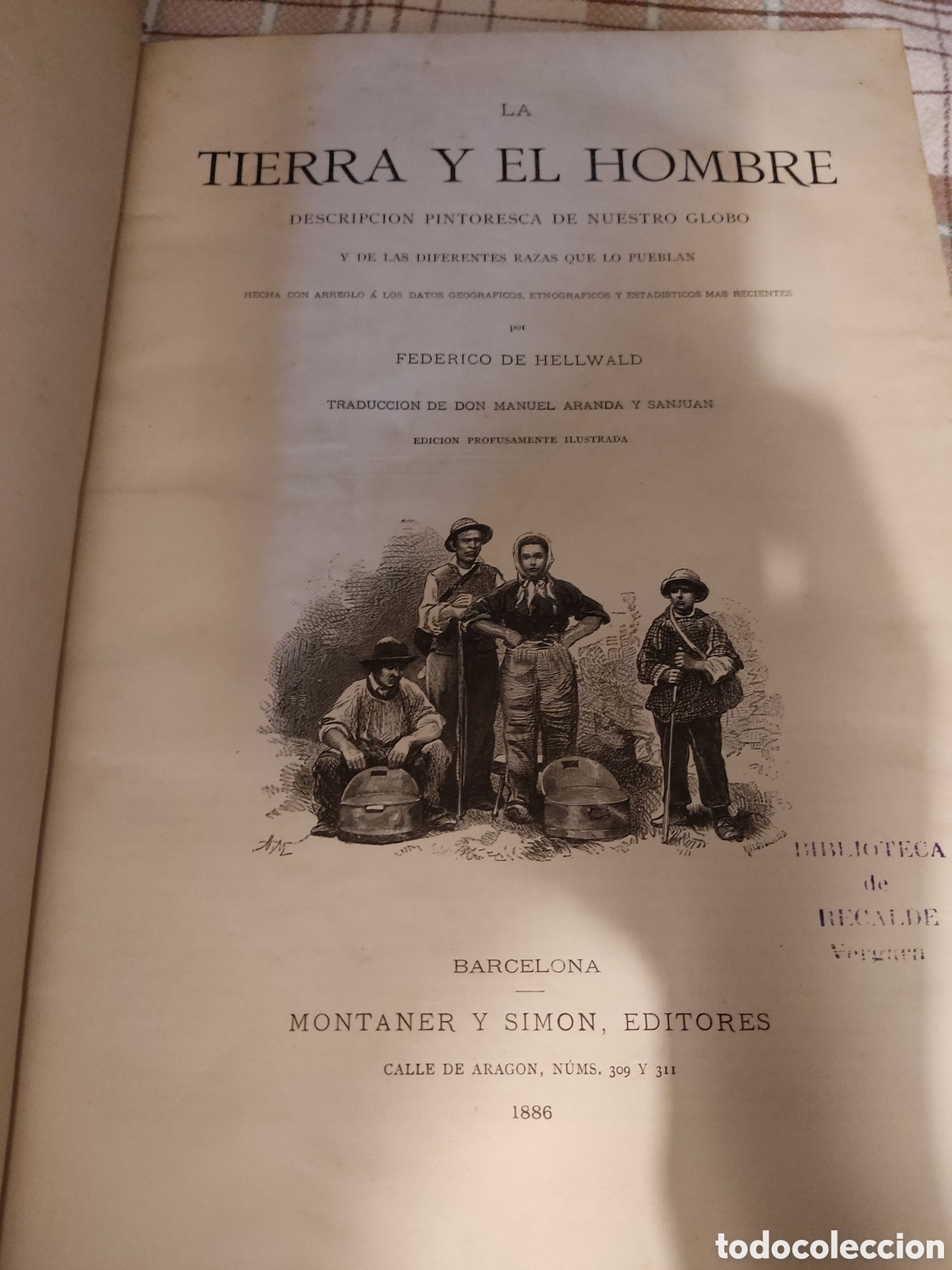 Libros antiguos: 2 tomos la tierra y el hombre 1886 hellwald - Foto 1