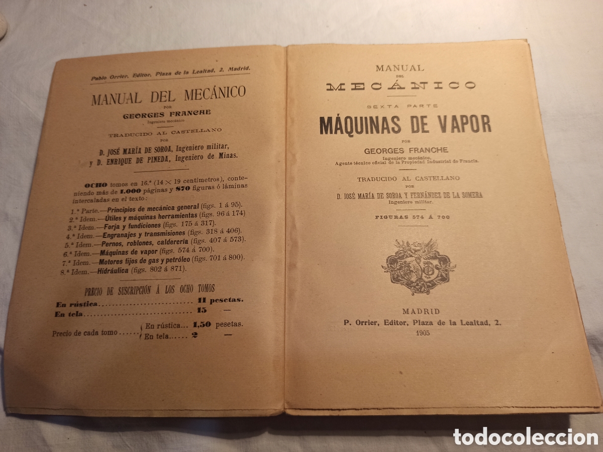 Libros antiguos: Manual del Mec&aacute;nico-Maquinas de Vapor - Foto 3