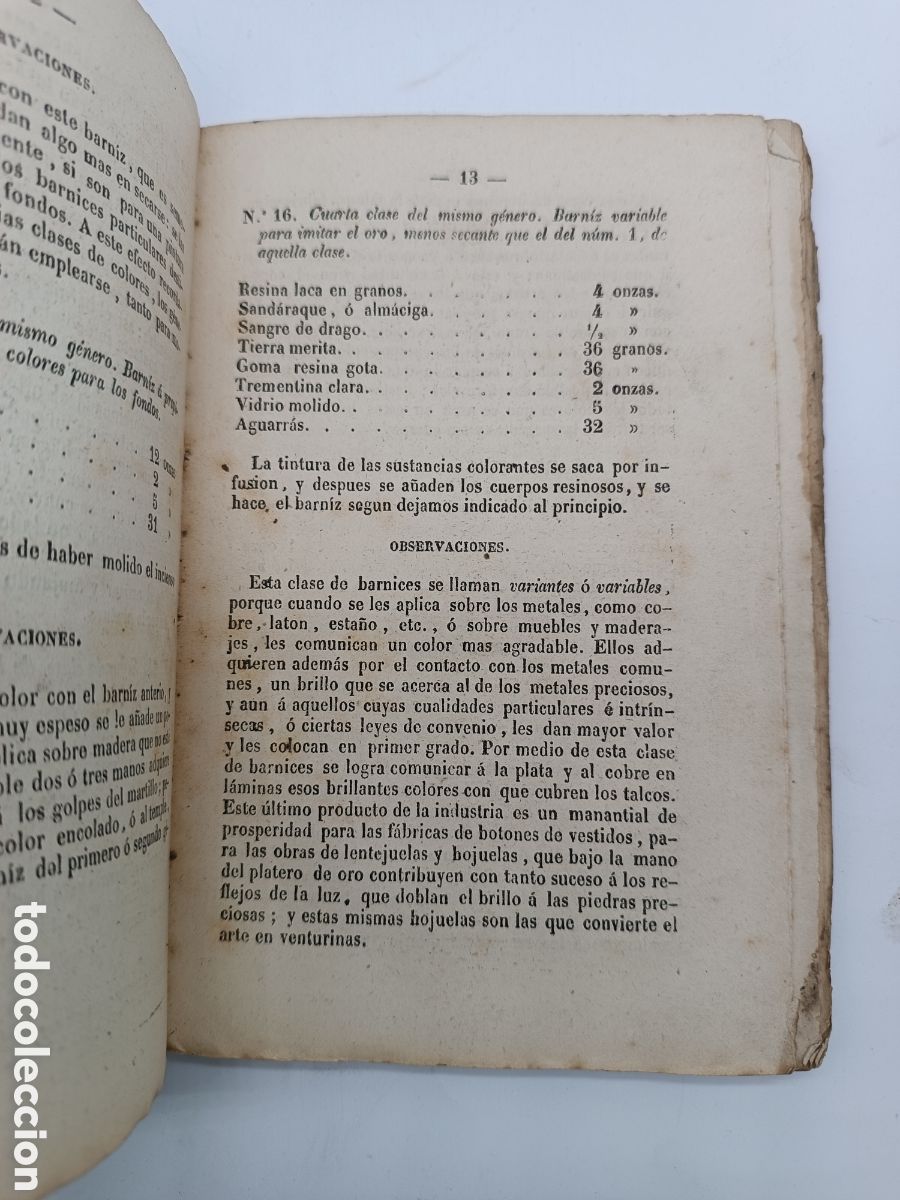 Libros antiguos: Manual de barnices y charoles 1863 Barcelona - Foto 2