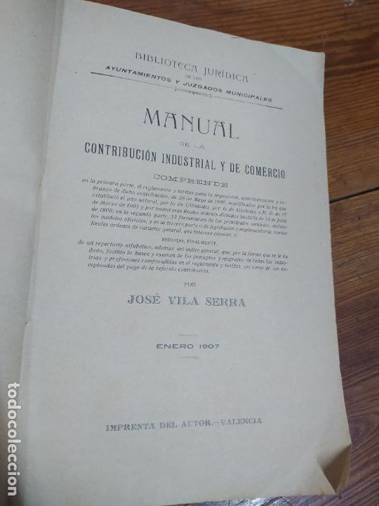 Libros antiguos: Contribuci&oacute;n Industrial y de comercio. 1907. L.32485 - Foto 4