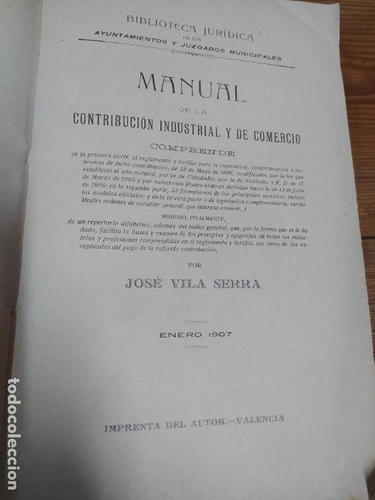 Libros antiguos: Contribuci&oacute;n Industrial y de comercio. 1907. L.32485 - Foto 7