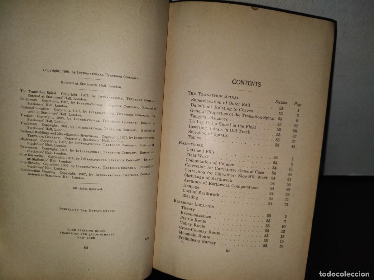 Libros antiguos: 83- CONSTRUCCI&Oacute;N DE FERROCARRILES. I. C. S. REFERENCE LIBRARY. RAILDROAD ENGINEERING HIGHWAYS - 1908 - Foto 6