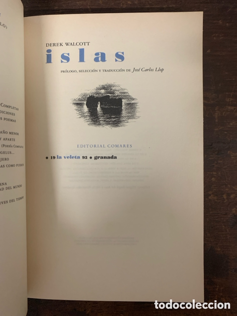 Libros antiguos: Islas, Derek Walcott - COMARES 1993 - Foto 2