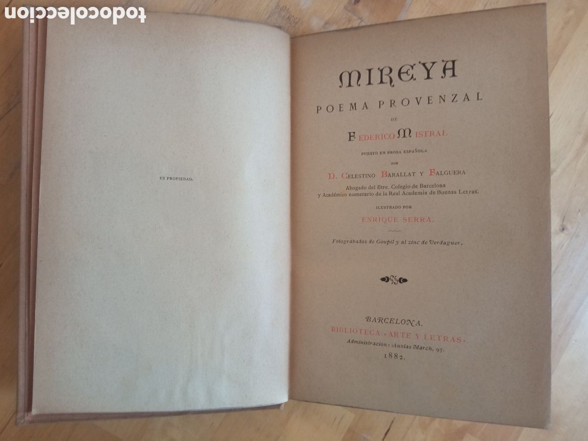 Libros antiguos: Mireya - Frederic Mistral ARTE Y LETRAS 1882 - Foto 3
