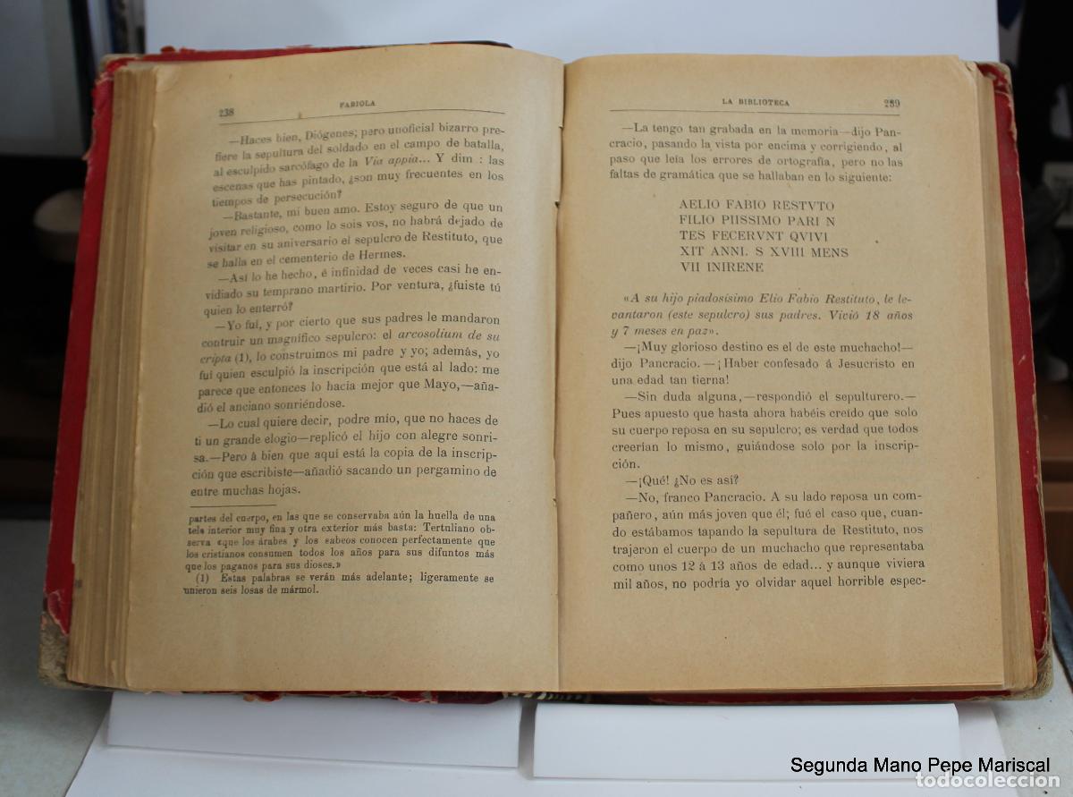 Libros antiguos: Fabiola o La iglesia de las Catacumbas - Nicolas Wiseman - Foto 3