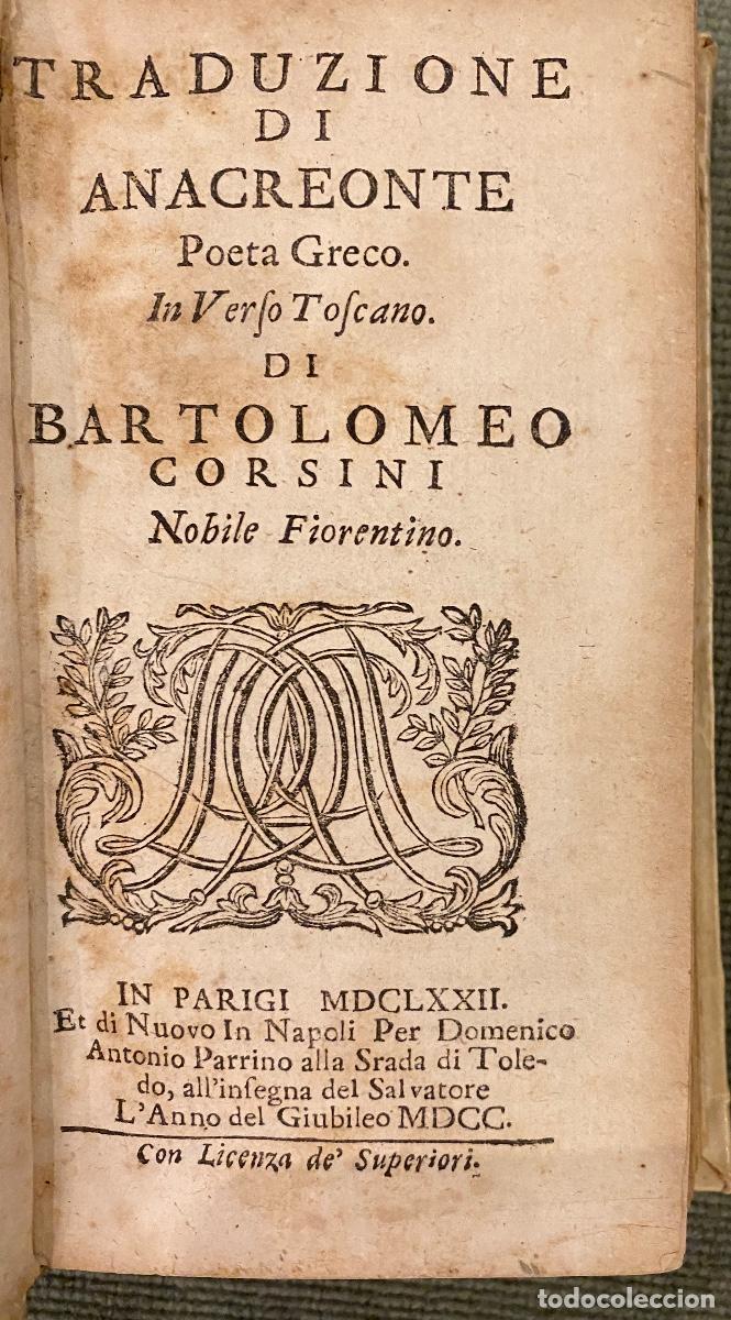 Libros antiguos: 1672 ANACREONTE - Foto 2