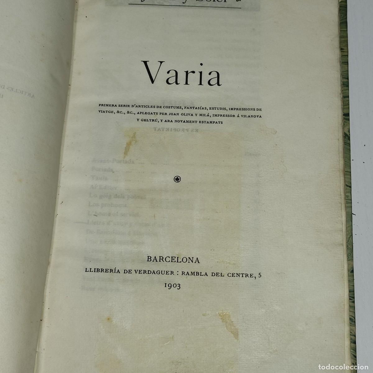 Libros antiguos: VARIA.JOSEPH PIN Y SOLER.BARCELONA 1903. - Foto 5