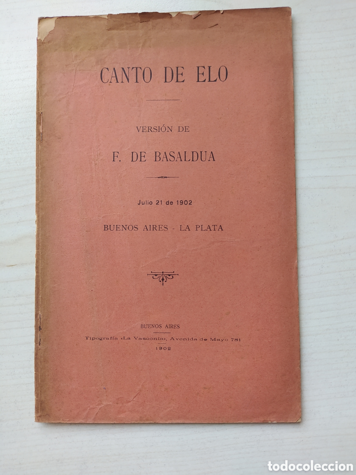 Libros antiguos: CANTO DE ELO - F. DE BASALDUA - Foto 1