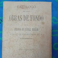 Libros antiguos: ANTIGUO LIBRO CATÁLOGO OBRAS DE FONDO LIBRERÍA PASCUAL AGUILAR VALENCIA 1893