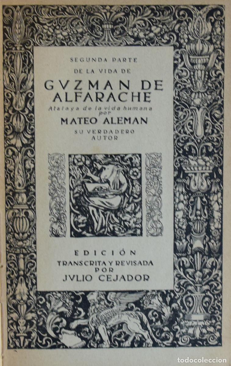 Libros antiguos: GUZMAN DE ALFARACHE - Mateo ALEM&Aacute;N - Foto 2