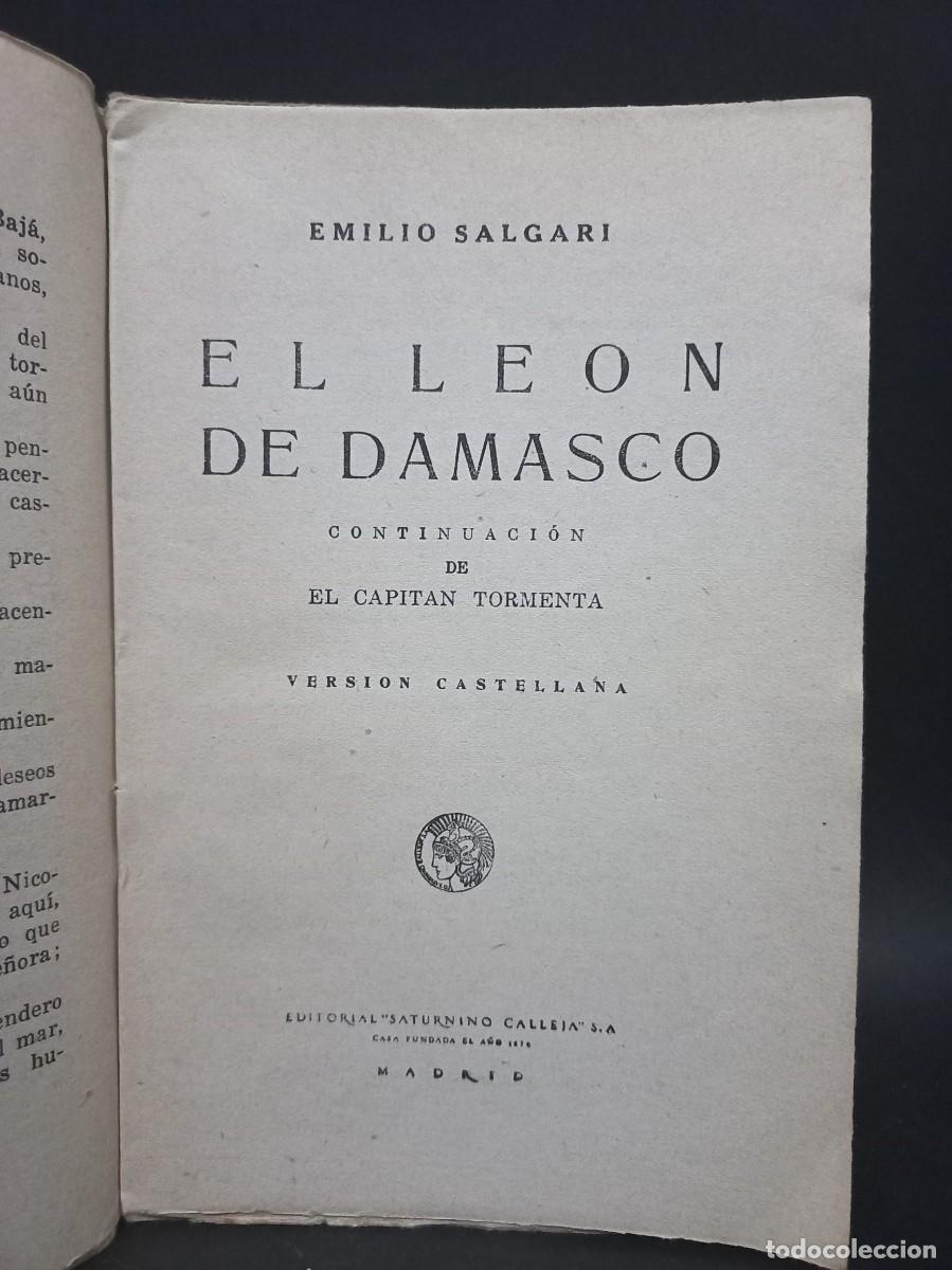 Libros antiguos: E. SALGARI - EL LE&Oacute;N DE DAMASCO - EDITORIAL SATURNINO - 1920 - Foto 2