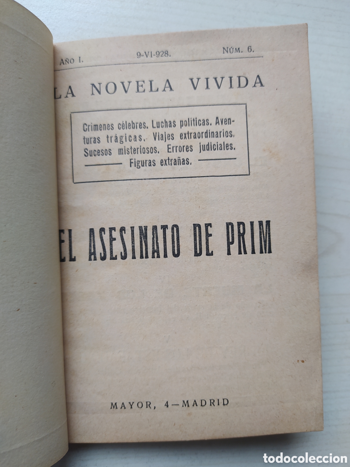 Libros antiguos: LA NOVELA VIVIDA - ASESINATO DE PRIM - Foto 2