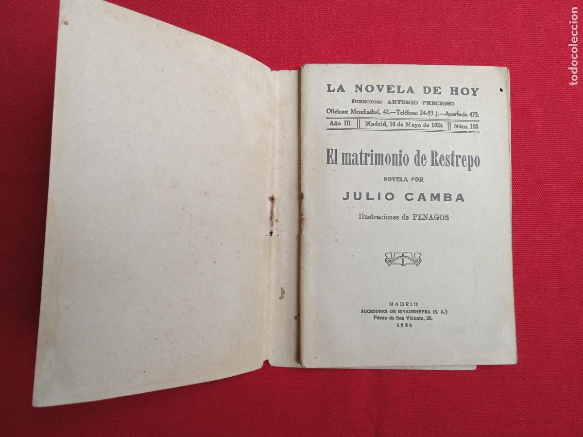 Libros antiguos: JULIO CAMBA - EL MATRIMONIO DE RESTREPO - 1924 - Foto 2
