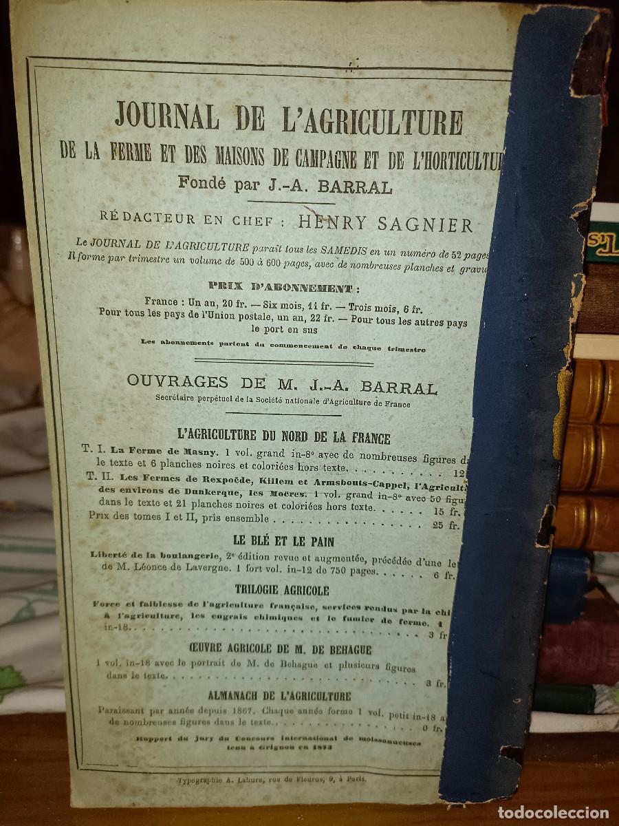 Libros antiguos: JOURNAL DE LAGRICULTURE 1884 - Foto 3
