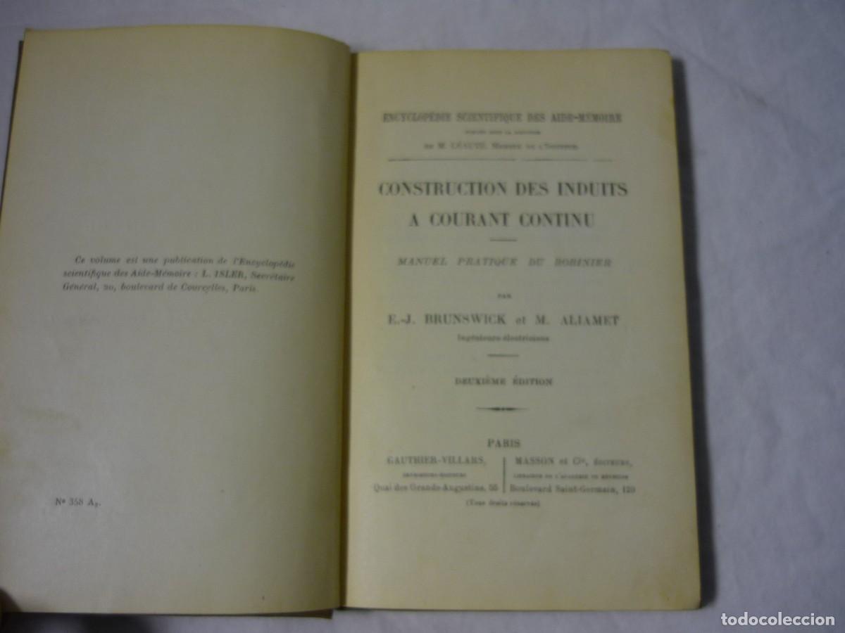 Libros antiguos: Construction des induites a courant continu M. du Bobinier, en franc&eacute;s - Foto 6