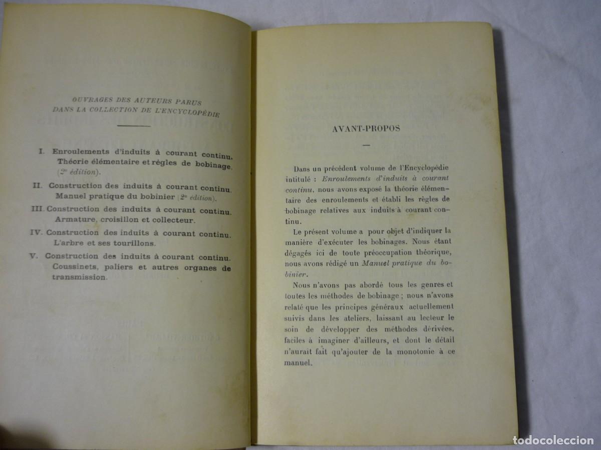 Libros antiguos: Construction des induites a courant continu M. du Bobinier, en franc&eacute;s - Foto 7