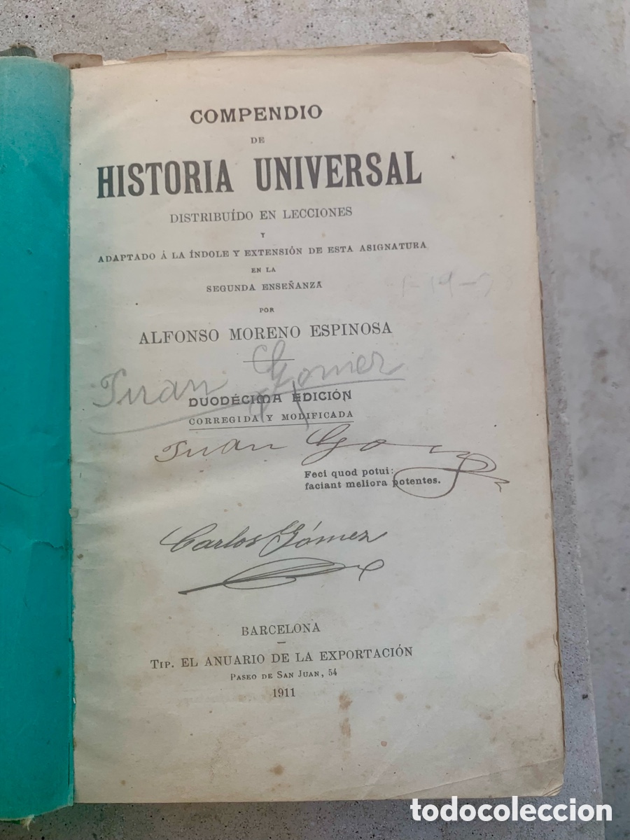 Libros antiguos: Libro &ldquo;Compendio Historia Universal&rdquo; Barcelona 1913 - Foto 1