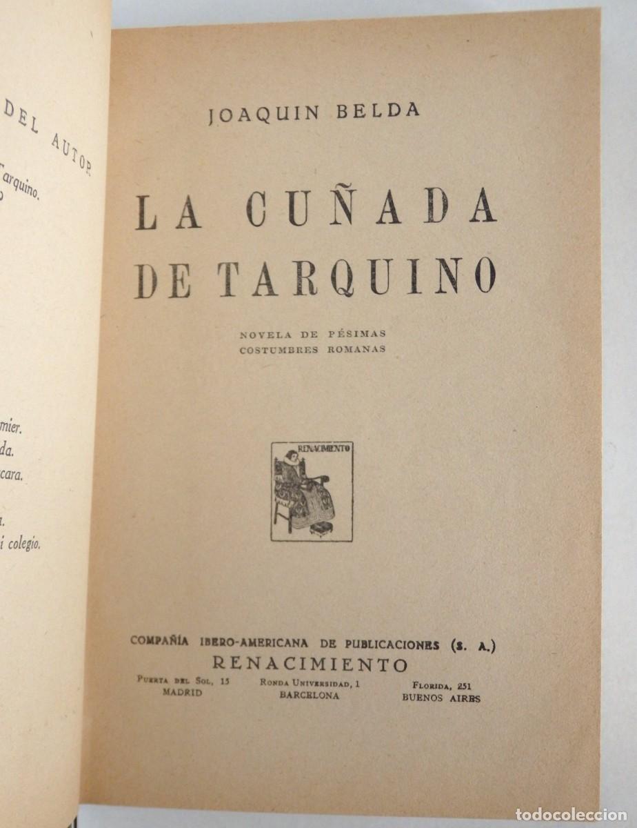 Libros antiguos: Joaqu&iacute;n BELDA, La cu&ntilde;ada de Tarquino - 1931 - Foto 2