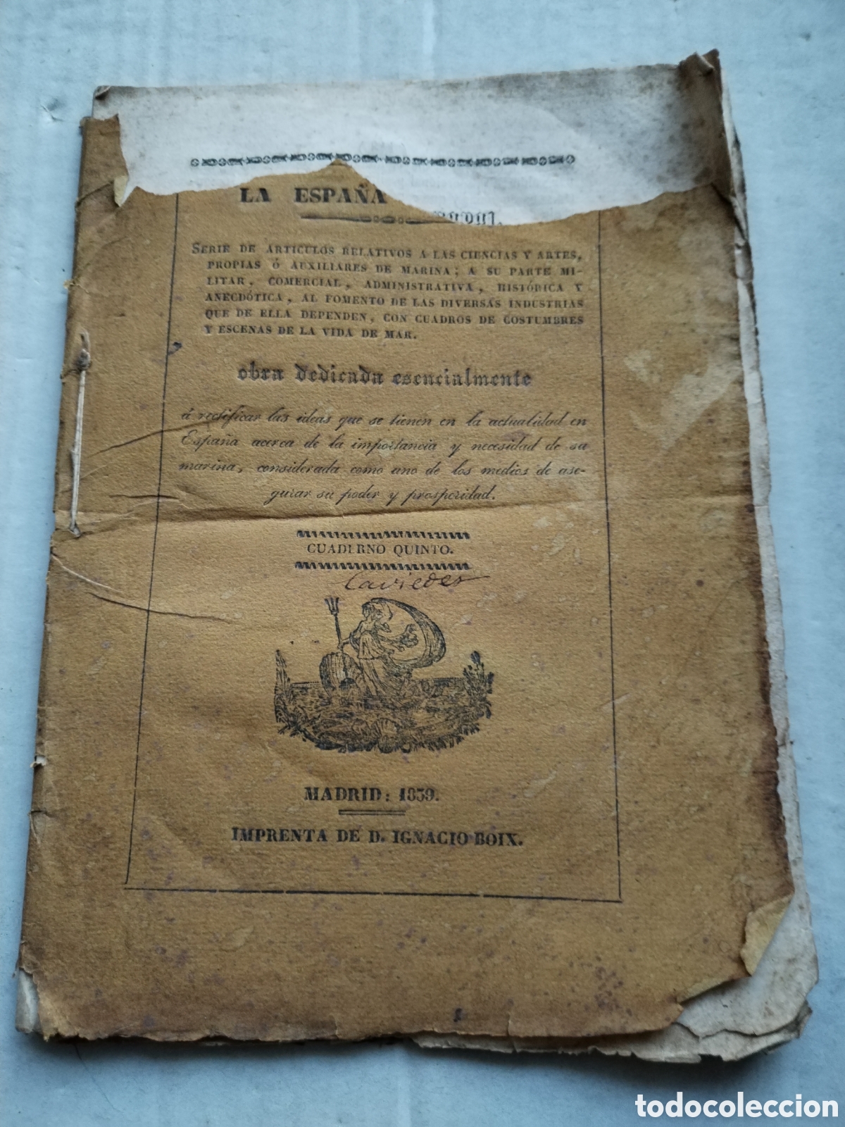 Libros antiguos: LA ESPA&Ntilde;A MAR&Iacute;TIMA 1839 - Foto 1