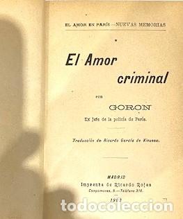 Libros antiguos: GORON ... EL AMOR CRIMINAL ... 1902 - Foto 2