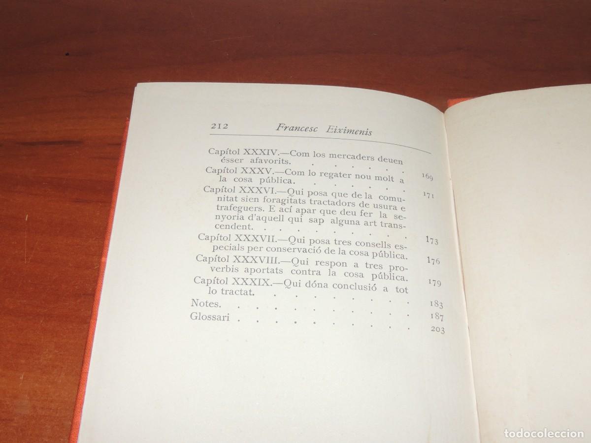 Libros antiguos: FRANCESC EIXIMENIS.- REGIMENT DE LA COSA PUBLICA - Foto 8