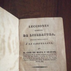 Libros antiguos: LECCIONES DE LITERATURA 1838