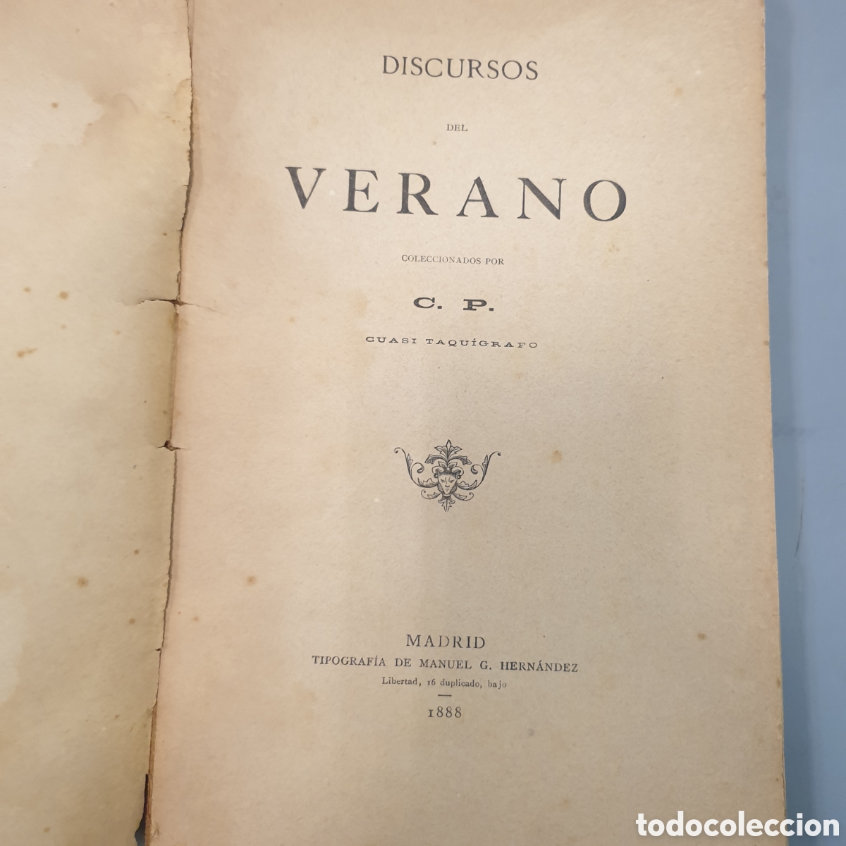 Libros antiguos: DISCURSOS DEL VERANO 1888 - Foto 1