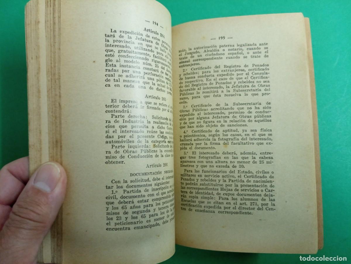 Libros antiguos: Antiguo libro CODIGO DE LA CIRCULACION. Barcelona 1935. Autos. - Foto 4