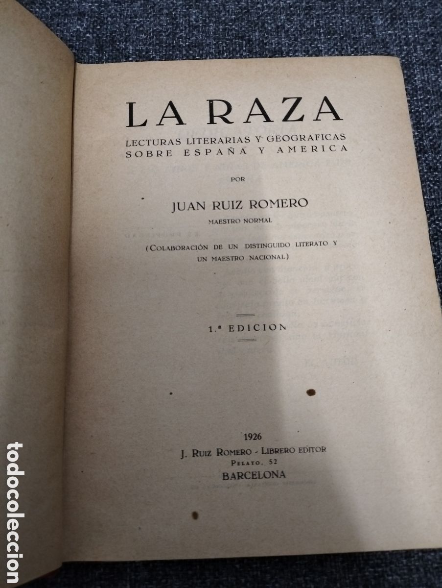 Libros antiguos: Juan Ruiz Romero - La raza - librero editor 1926 - Foto 2