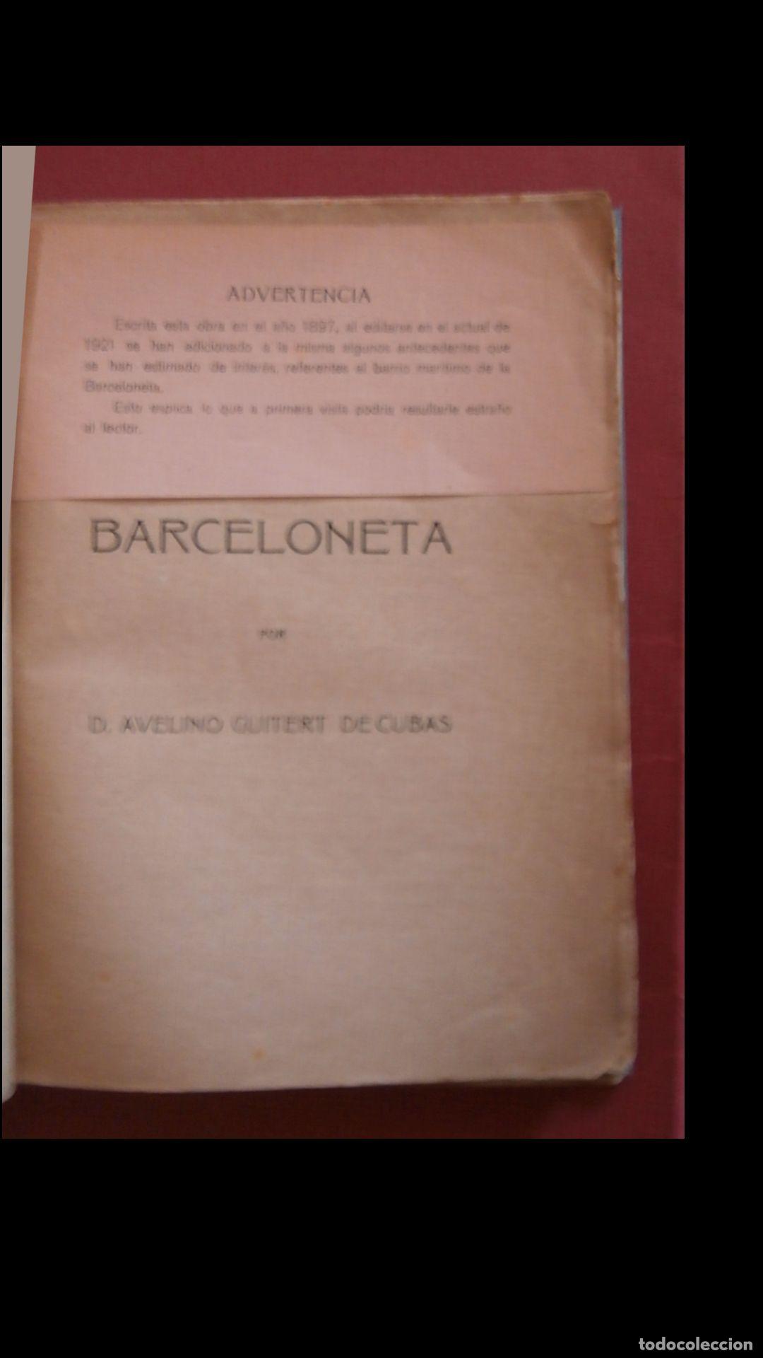Libros antiguos: Barceloneta. Avelino Guitert de Cubas - Foto 6