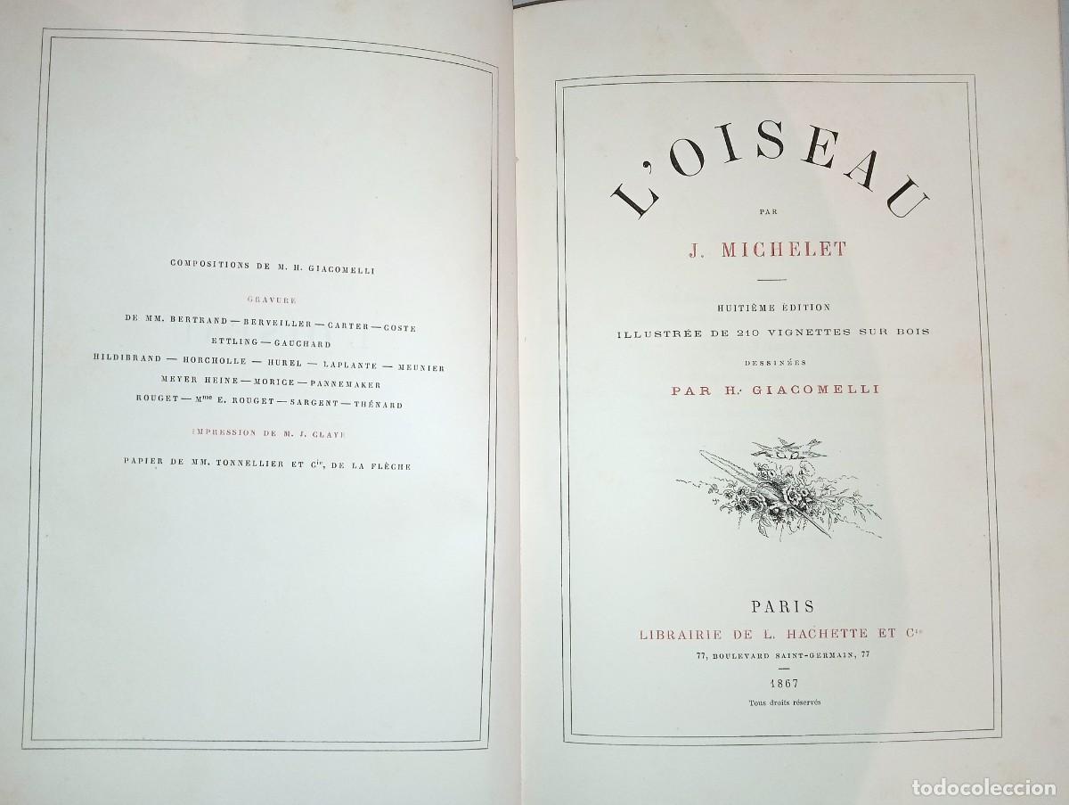 Libros antiguos: J. MICHELET - L&acute;OISEAU - Foto 2