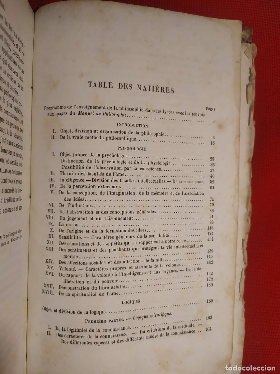 Libros antiguos: 1871. Manuel de Philosophie. - Foto 11