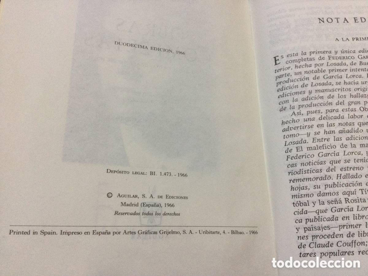 Libros antiguos: Federico Garc&iacute;a Lorca. Obras completas. - Foto 4