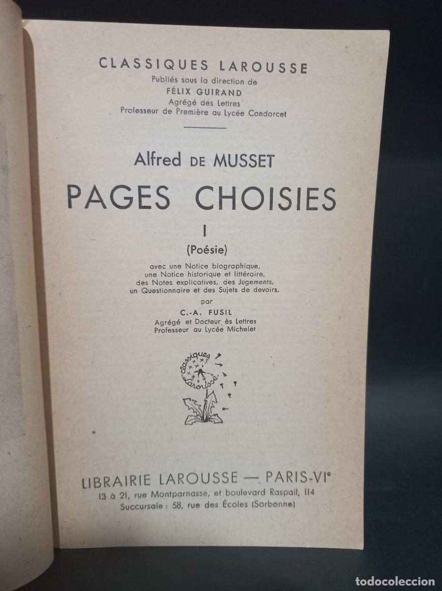 Libros antiguos: ALFRED DE MUSSET - PAGES CHOISIES - 1934 - Foto 3
