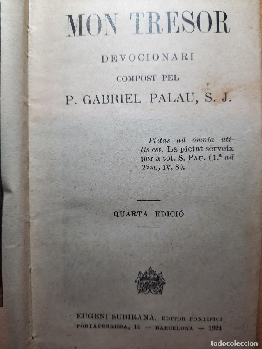 Libros antiguos: LLIBRE. Mon tresor. Devocionari. Gabriel Palau. 1924 - Foto 1