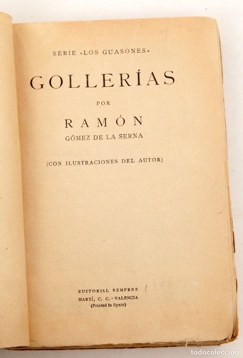 Libros antiguos: RAM&Oacute;N G&Oacute;MEZ DE LA SERNA - GOLLERIAS - 1926 - Foto 3