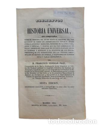 Libros antiguos: Verdejo P&aacute;ez, Francisco.- ELEMENTOS DE HISTORIA UNIVERSAL - Foto 2