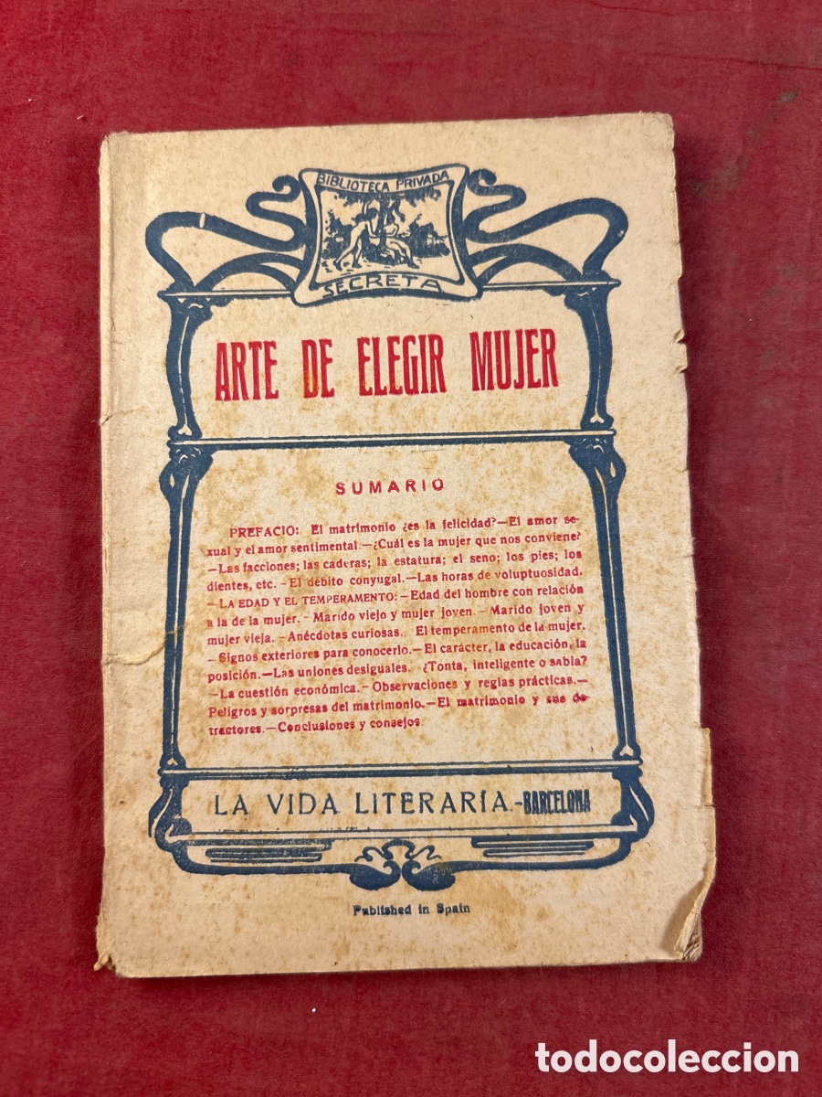 Libros antiguos: ARTE DE ELEGIR MUJER - Foto 1