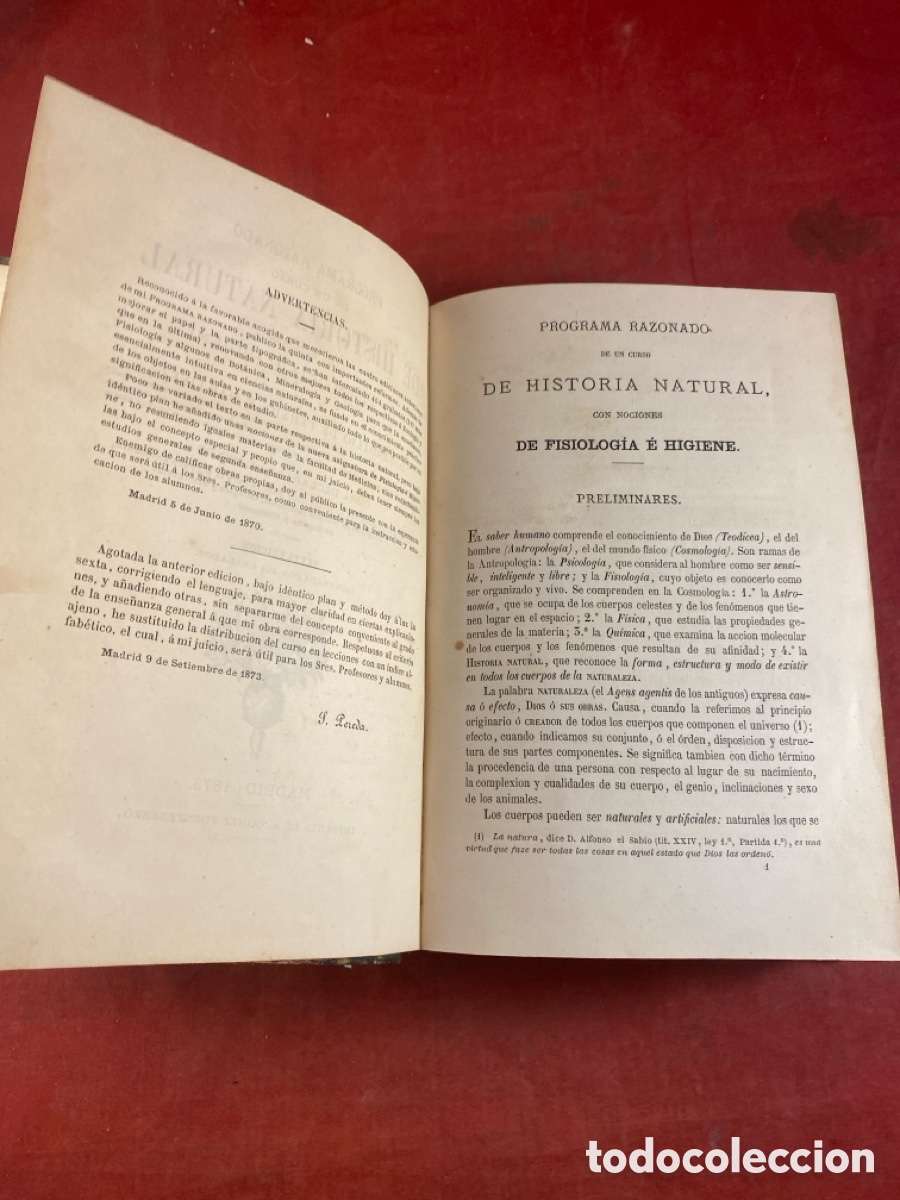 Libros antiguos: PROGRAMA RAZONADO DE UN CURSO DE HISTORIA NATURAL 1873 - Foto 2