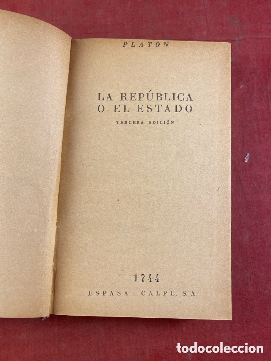 Libros antiguos: PLAT&Oacute;N. LA REP&Uacute;BLICA O EL ESTADO - Foto 1