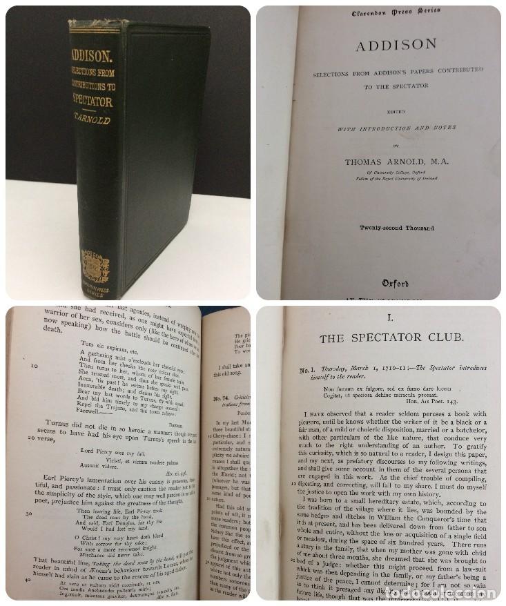 Libros antiguos: Addison; selections from Addisons papers contributed to the Spectator, 1900 - Foto 1