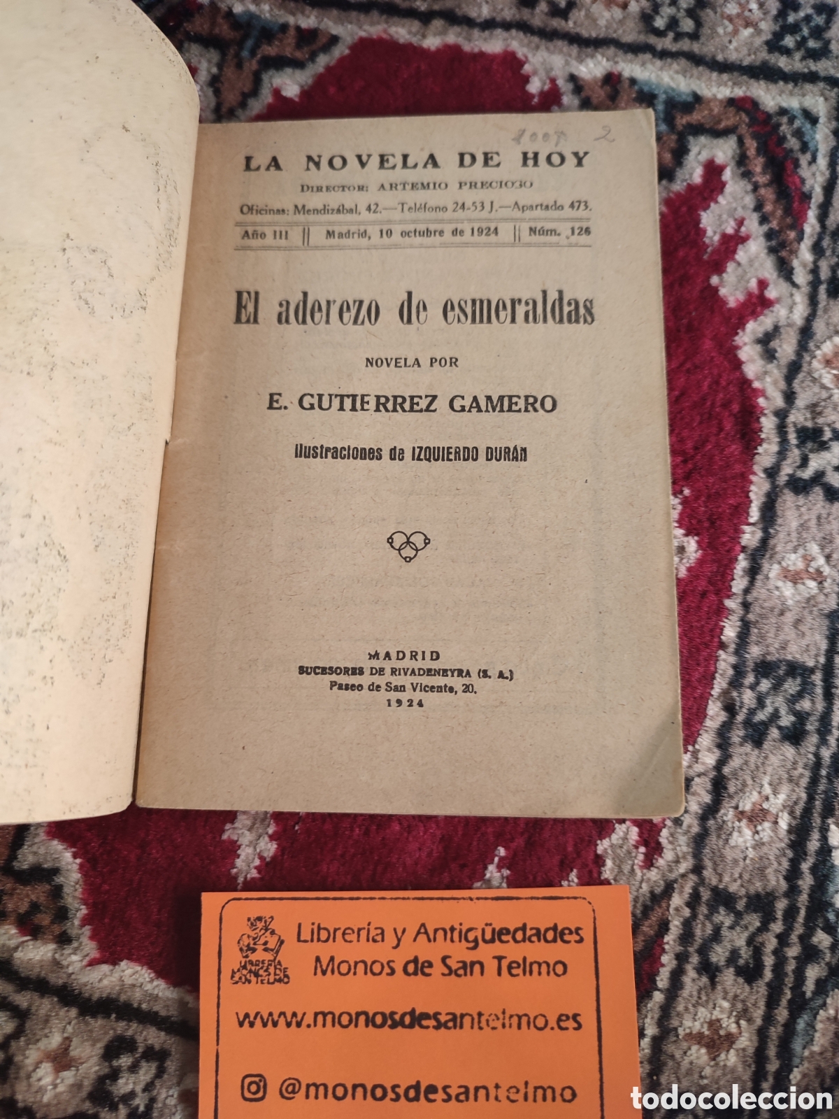 Libros antiguos: El aderezo de Esmeraldas La novela de hoy - Foto 2