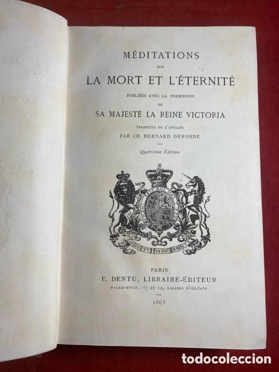 Libros antiguos: MEDITATIONS SUR LA MORT ET LETERNIT&Eacute; 1863 - Foto 1