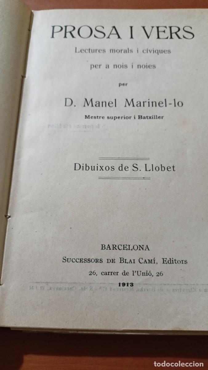 Libros antiguos: Prosa y vers - Manel Martinel&middot;lo - 1913 - en catal&agrave; - Foto 5