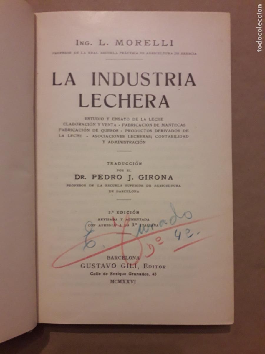 Libros antiguos: LA INDUSTRIA LECHERA, L.Morelli, 1926 - Foto 2